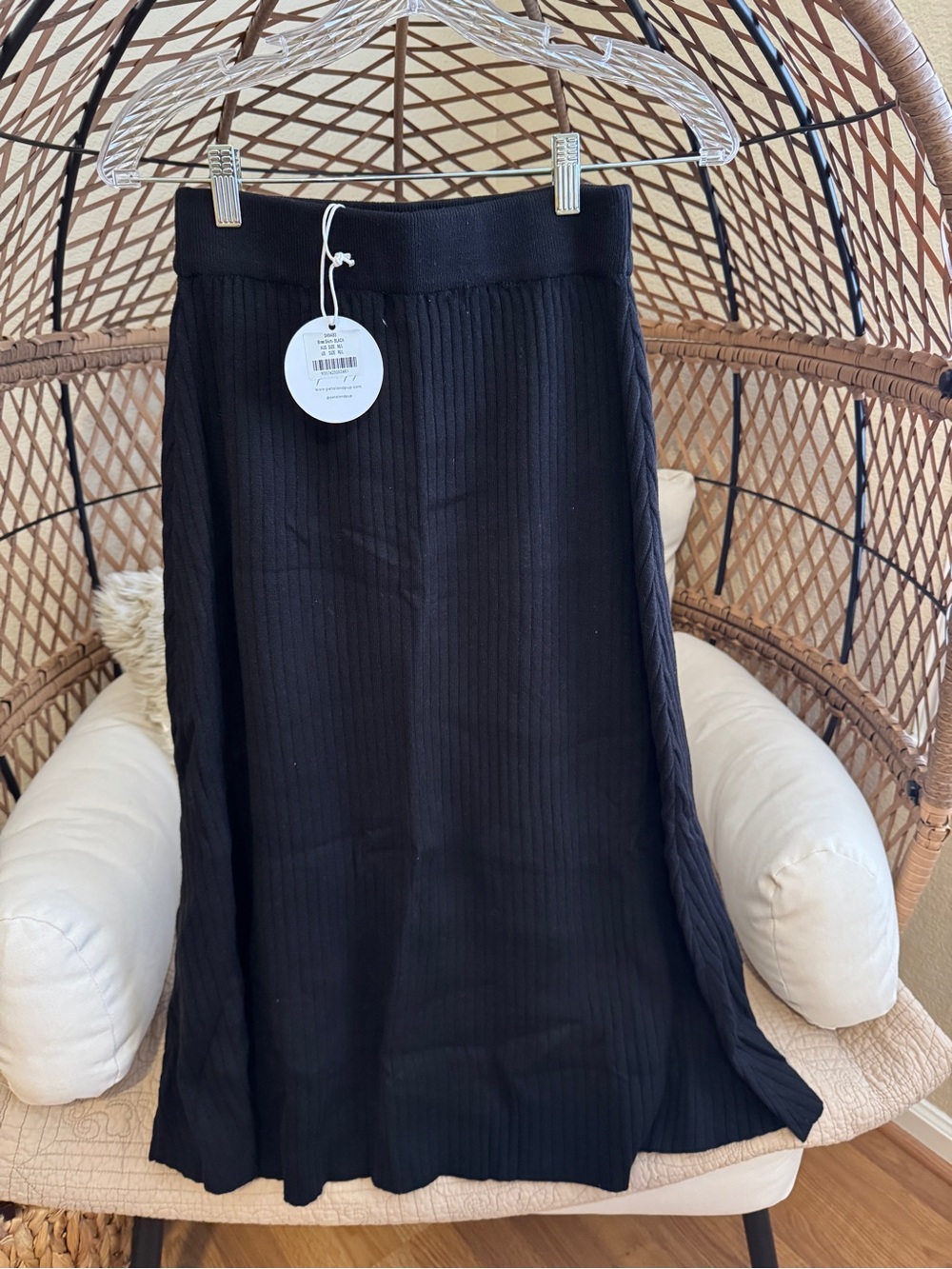 NWT Petal and Pup Bree Ribbed Black Midi Sweater Skirt Small